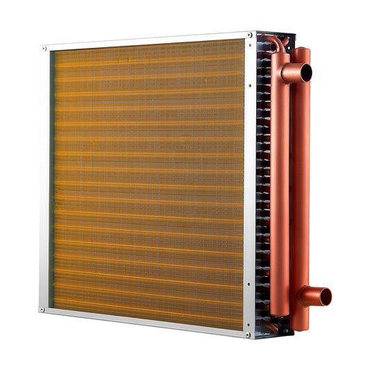 Water To Air Heat Exchanger, 18 X 18 In Finned Tube HVAC Heat Exchanger Coil With Copper Tubes & Aluminum Fins, 120K BTU Output For Outdoor Wood Furnace, Hydronic Heating & Cooling Systems