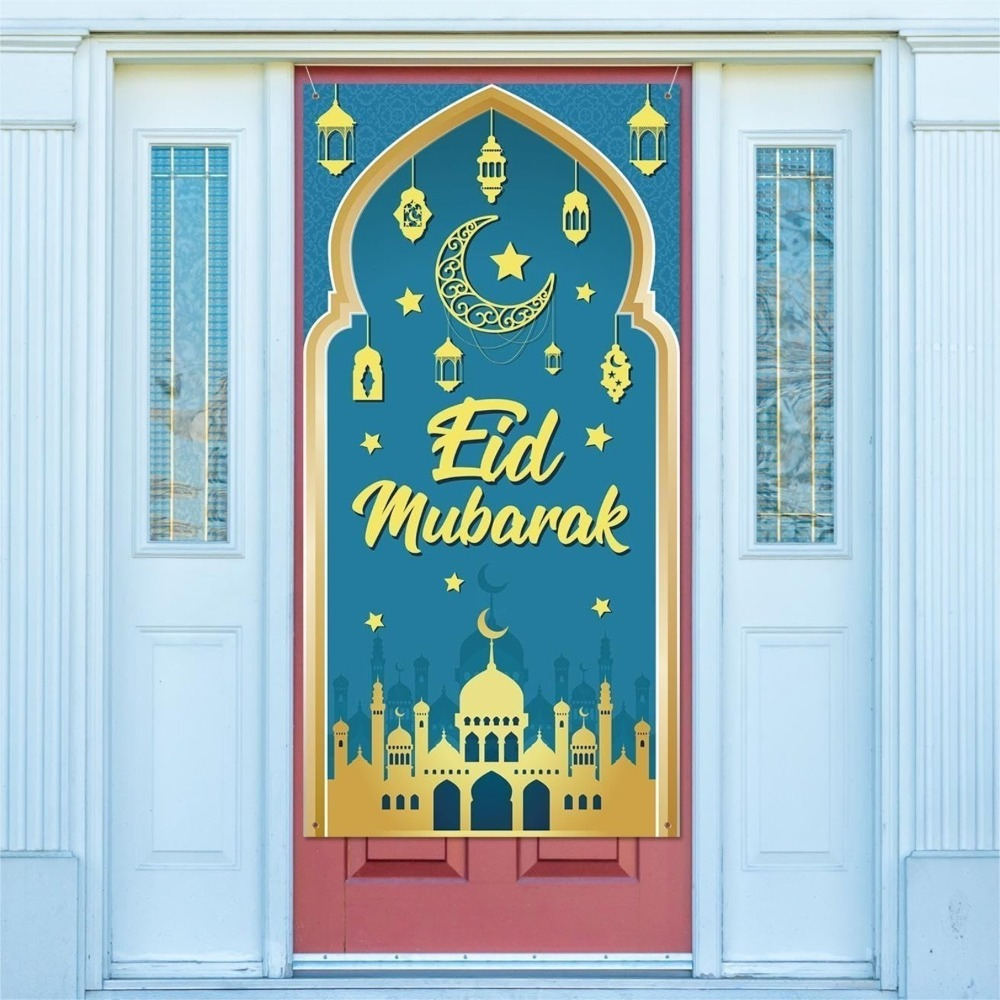 Blue Ramadan Door Curtain For Festive Room Decor And Party Decorations