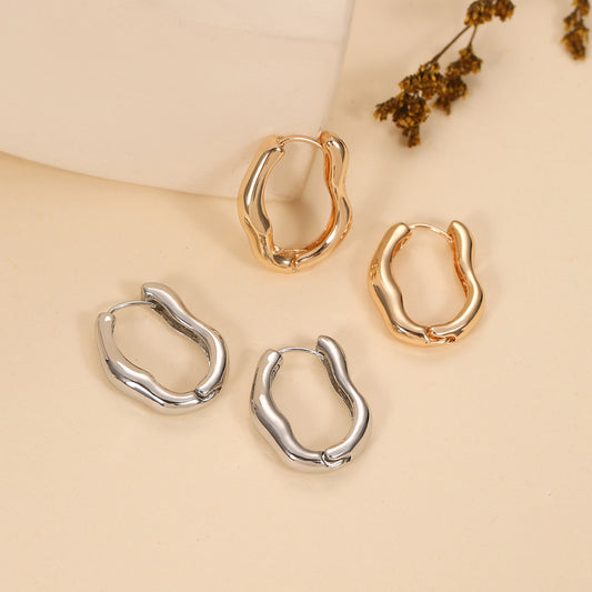 European And American Fashion Irregular Oval Ear Clips