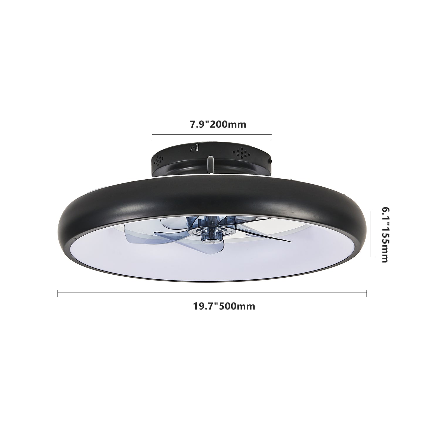 20  Black LED Ceiling Fan Light  Dimmable  Adjustable Color Temperature, APP  Remote Control, Modern Smart Ceiling Fan For Living Room, Bedroom, And Dining Room  Silent 6-Speed Reversible DC Motor