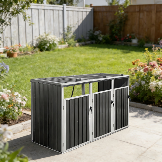 Dustbin Shelter For 3 Tons, Suitable For 240L And Smaller Garbage Cans, Metal Outdoor Dustbin Shelter