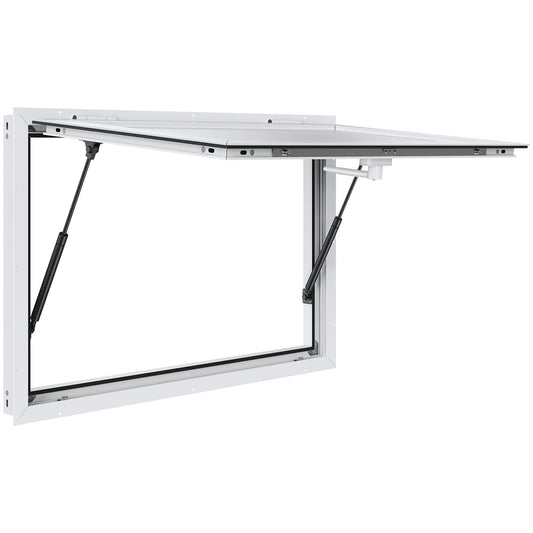 Concession Window For Food Truck, 36"x24" Aluminum Alloy Food Truck Service Window, Up To 85 Degrees Stand Serving Window With Awning Door & Drag Hook,  For Food Trucks Concession Trailers