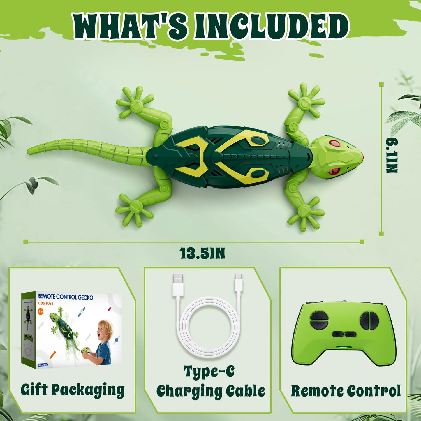 Realistic Wall-Climbing Gecko Toy  Birthday Gift For Children Aged 6