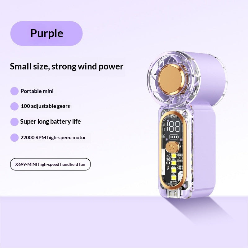 Mini Handheld Fan With USB Charging And Built-in Light