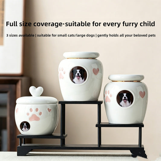 Light Luxury Ceramic Jar For Ashes Collection As A Souvenir For Deceased Cats And Dogs Pets