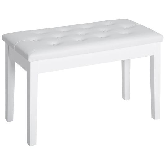 PU Leather Upholstered Piano Stool Makeup Stool Bench Dressing Table Seat With Storage 76x36x50cm, White