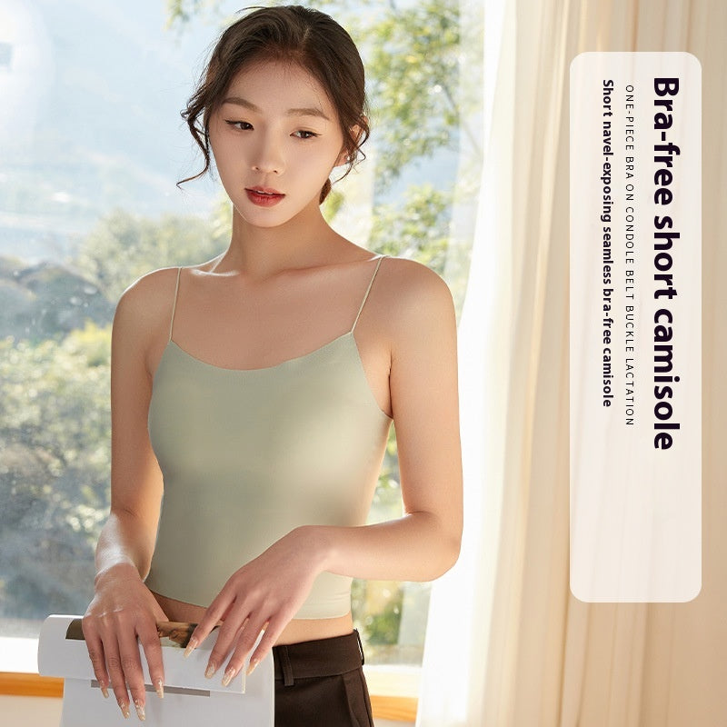 Close-fitting Beauty Back Sunderwear-free Camisole With Chest Pad Spaghetti Strap Breathable