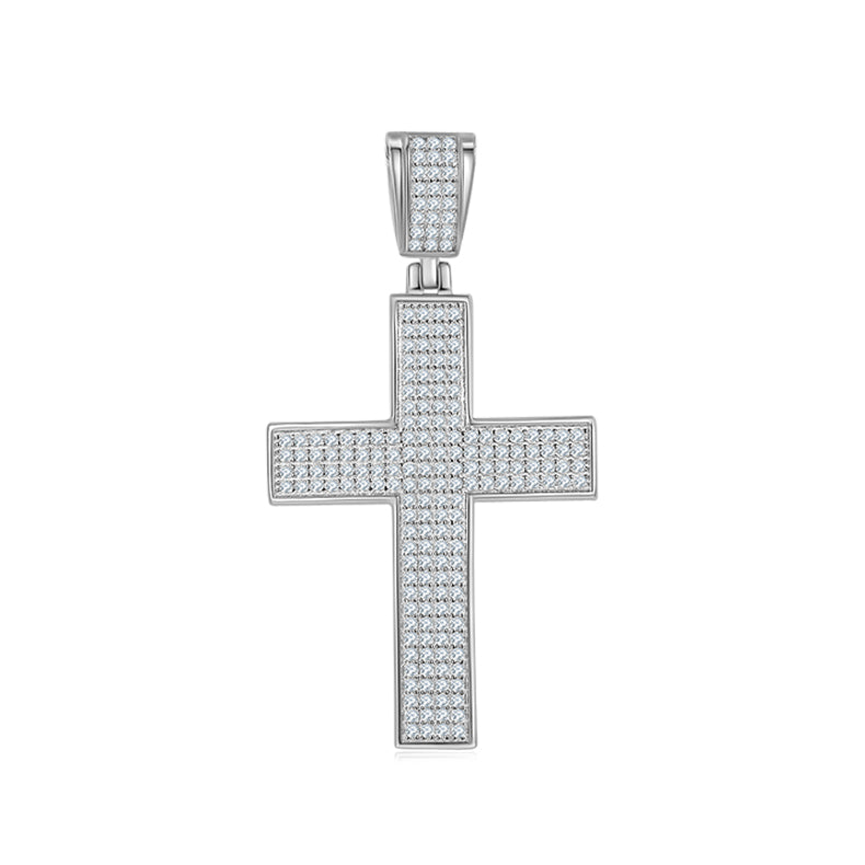 S925 Sterling Silver 200pcs D Color VVS1 Moissanite Iced Out Cross Pendant 9.8g No Chain Platinum Plated GRA Certified Gift Box