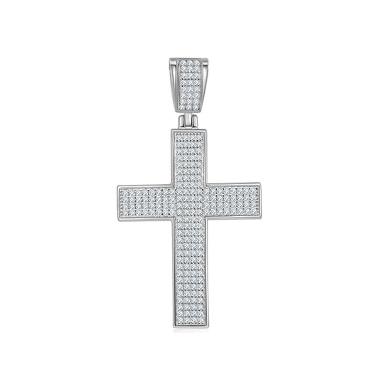 S925 Sterling Silver 200pcs D Color VVS1 Moissanite Iced Out Cross Pendant 9.8g No Chain Platinum Plated GRA Certified Gift Box