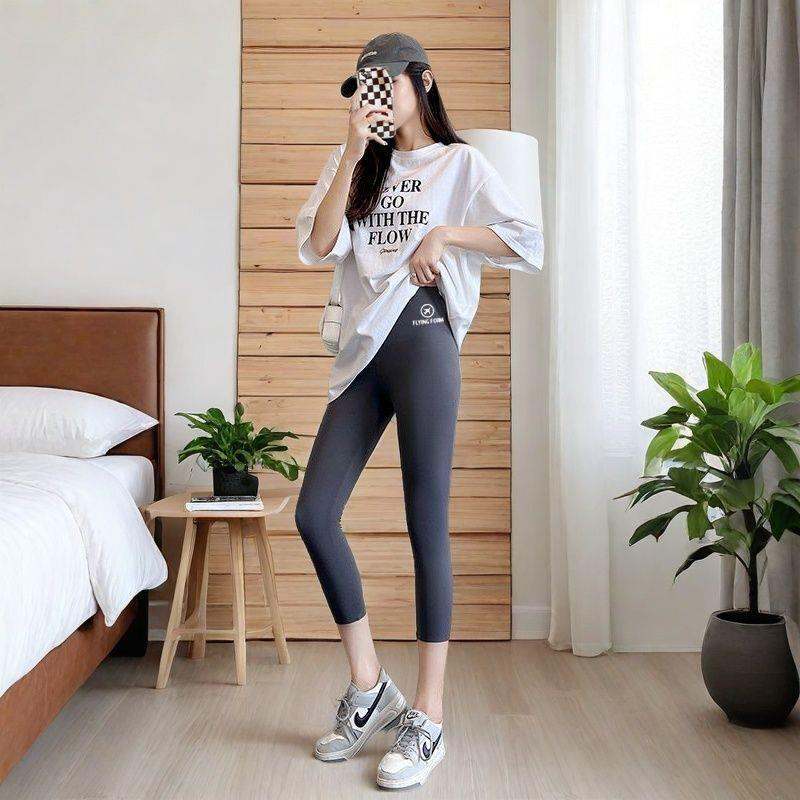 Women's Summer Thin Shark Pants Outer Wear High Waist Cropped Yoga Weight Loss Pants