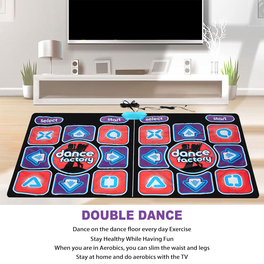 Double Dance Mat For Kids Child Adults Wireless Dancer Step Pads Non-Slip Home