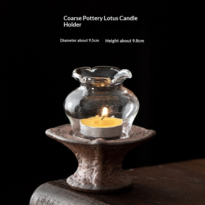 Rustic Retro Round Ceramic Candle Holder Ambiance Decor Piece