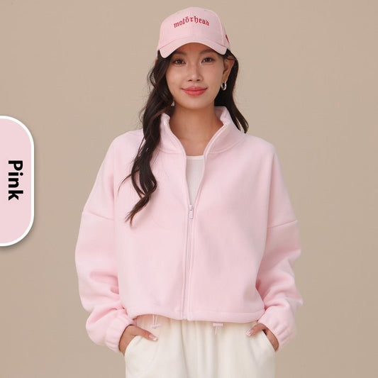 Aoli Velvet Sports Jacket For Women Loose Lapel Yoga