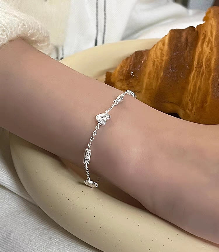 1pc 999 Sterling Silver Bakery Charm Bracelet, Cute Food Themed Style, Perfect For Daily Wear And Valentine's Gift