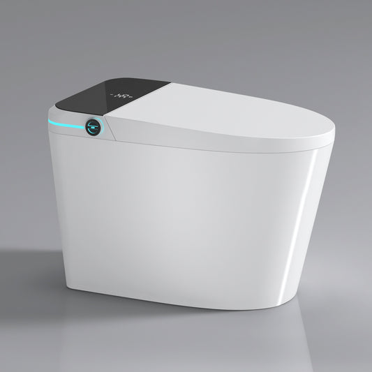 Modern Smart Toilet With Bidet Seat Built-in, Intelligent Toilet  Auto Open Close Seat, Foot Sensor, LED Display,Night Light, Warm Water & Dryer,White