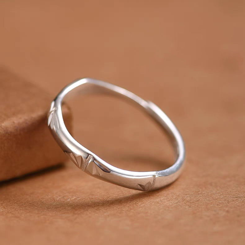 1pc 999 Sterling Silver Bamboo Joint Open Ring, Minimalist & Traditional Chinese Style, Perfect For Daily, Dating & Gifting, Ideal Valentine's Gift