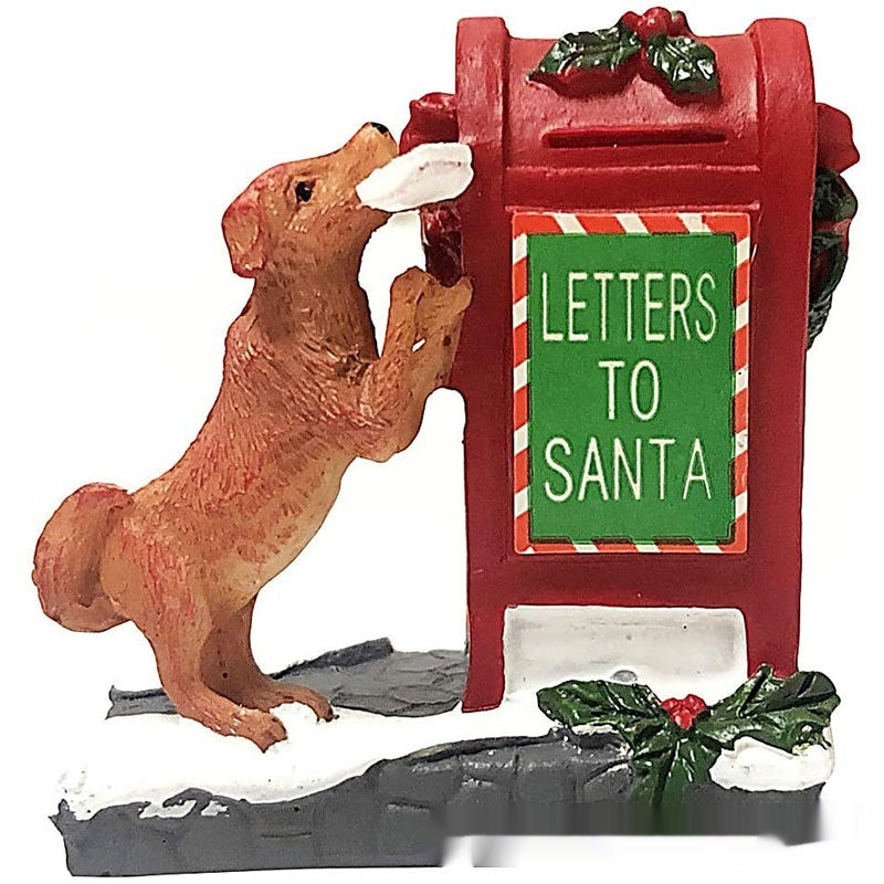 Christmas Gift Home Decor Resin Crafts Ornaments Cartoon Little Red Dog Mailbox Animal Accessories