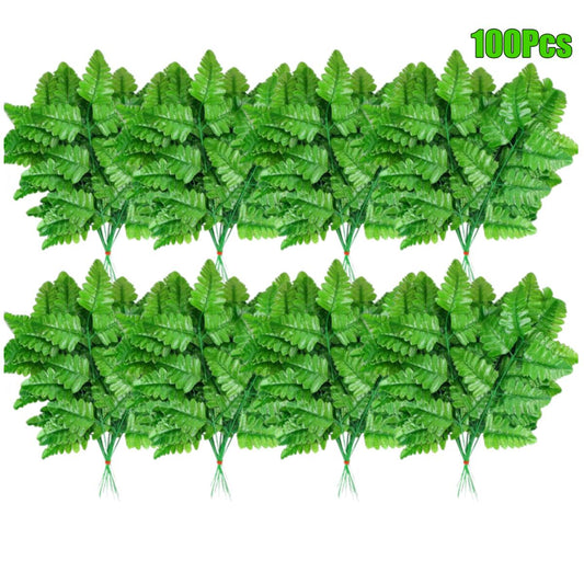 Artificial Fern Leaves Stem Green Cemetery Leaf Picks Wedding Flower Arrangements
