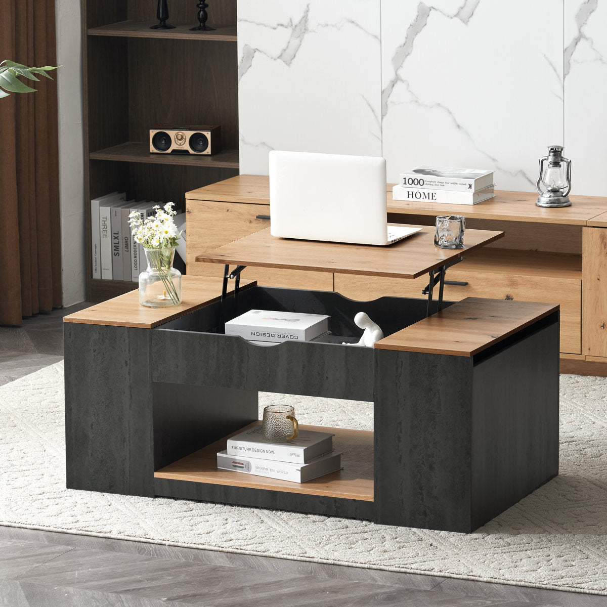 WF311892AAZ  Coffee Table With Lift Function - 109.5cm, Grey Frame, Stylish Design, Storage Space Under The Tabletop