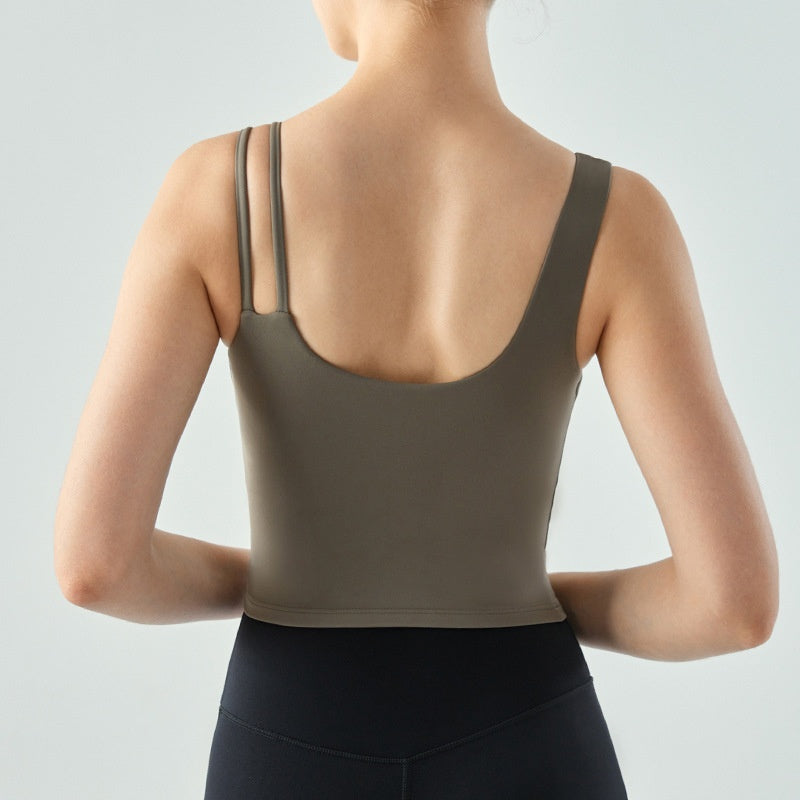 Yoga Vest Female Semi-fixed Water Drop Cup Tight Beauty Back Underwear