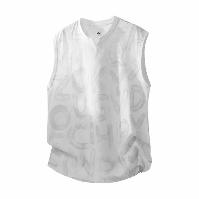 Casual Summer Printed Crew-neck Vest Trendy For Sports And Fitness