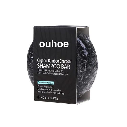 OUHOE Organic Bamboo Charcoal Shampoo Bar, Deep Cleansing Scalp Strong And Strong Hair Nourishing Repair Improve Dry Shampoo Soap