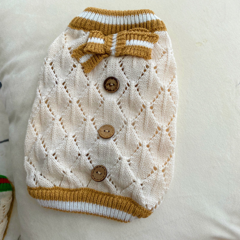Hollow-out Knitted Sweater Pet Clothing Dog Apparel Knitted Sweater