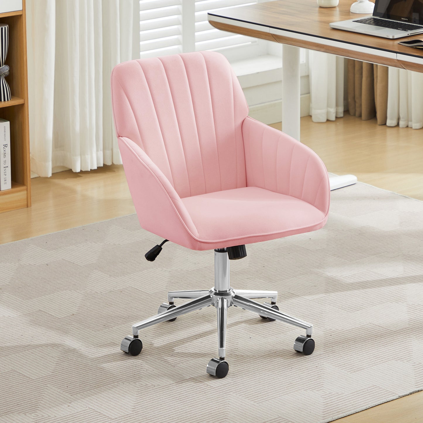 Height-adjustable Office Swivel Chair For Home And Bedroom, Ergonomic Swivel Chair With Backrest, Suitable For Long Periods Of Sitting.