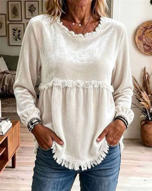 Casual Fashion Loose Top With Lace Splicing For Women