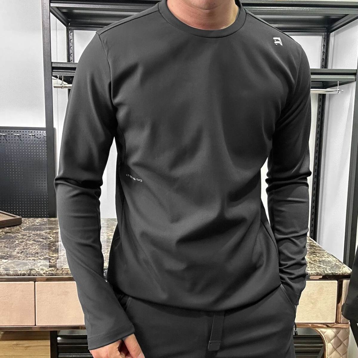 Men's Crew Neck Quick Dry Long Sleeve T-Shirt Breathable Moisture Wicking Athletic Running Workout Tee Lightweight Outdoor Sports Casual Base Layer Top