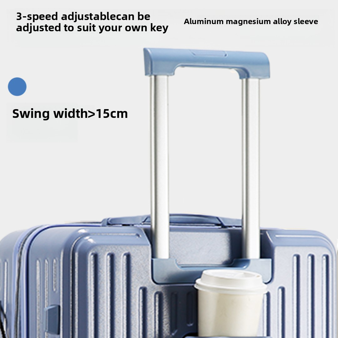 Front Opening Expandable Carry On Luggage, Large And Medium Sized Cabin Bag, Made Of Alloy Material, TSA Lock, USB Charging Port, Foldable Cup Holder