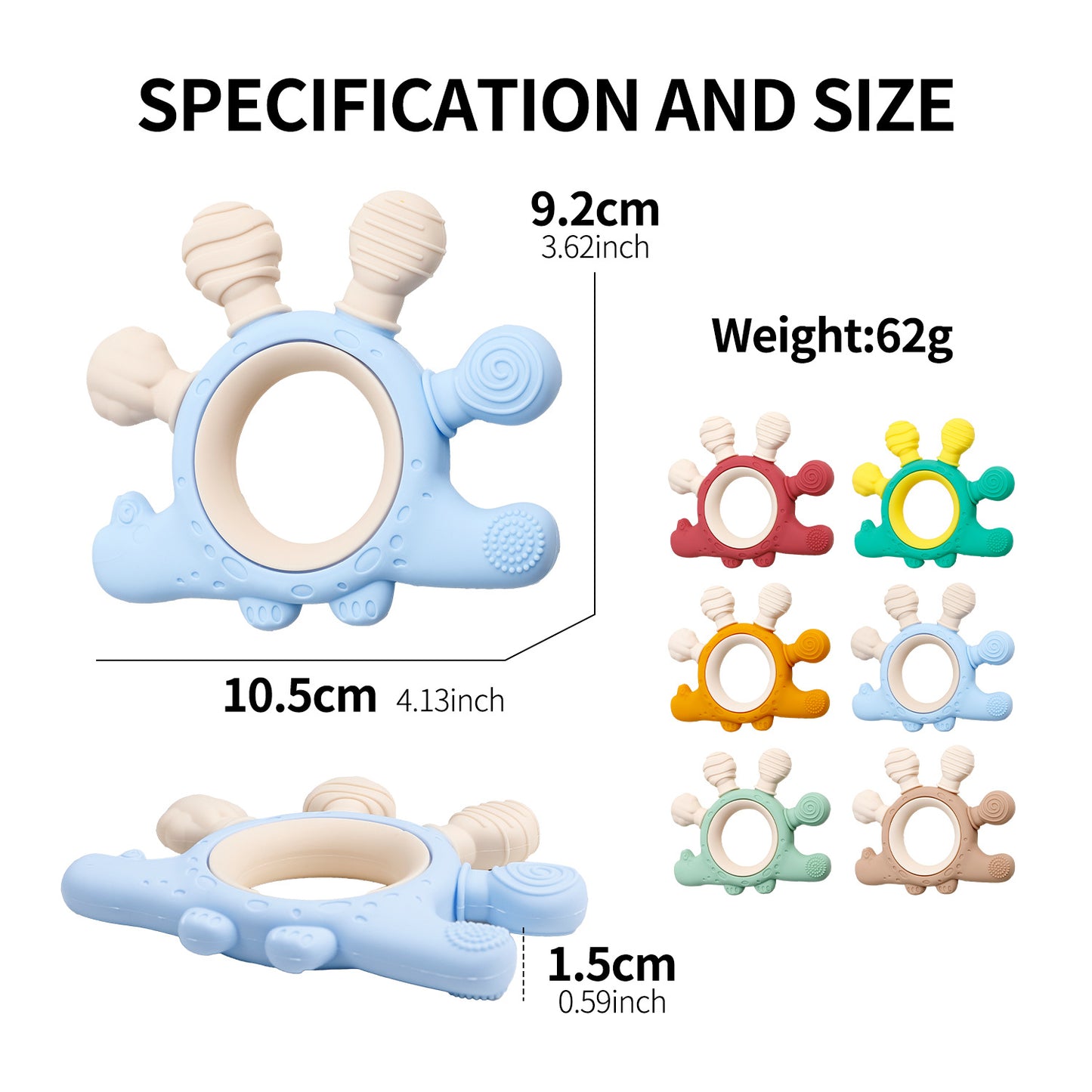 Food-grade Silicone Two-tone Dinosaur Animal Teether