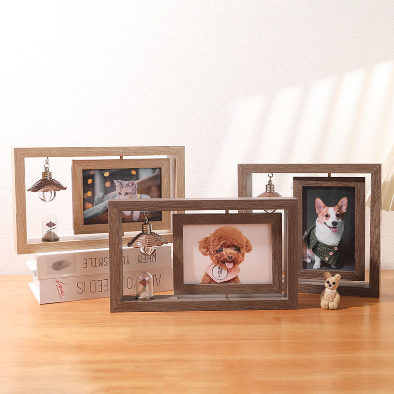 6-inch Double-sided Rotating Photo Frame Pet Face DIY