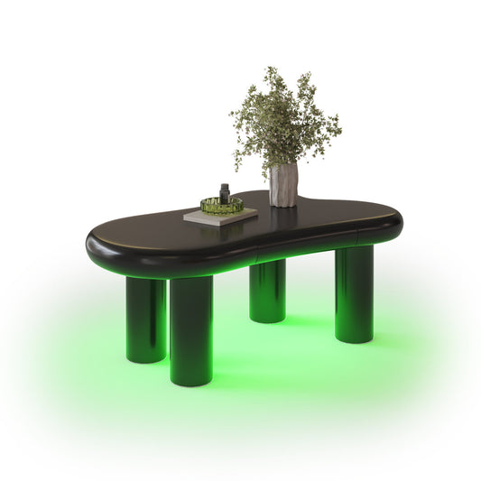 Black Cloud-Shaped MDF Coffee Table With 16-Colour LED Lighting & Drawer  Modern Living Room Table, With Storage