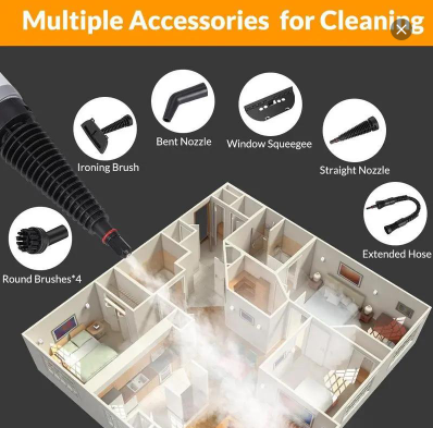 High Pressure Steam Cleaning Machine With 12 Cleaning Accessories And Detachable Brush Head And Nozzle
