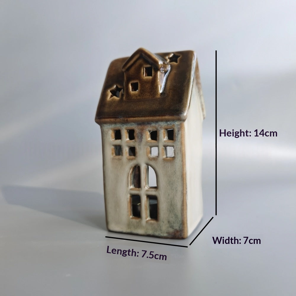 European-style Christmas House Tea Light Ceramic Ornament