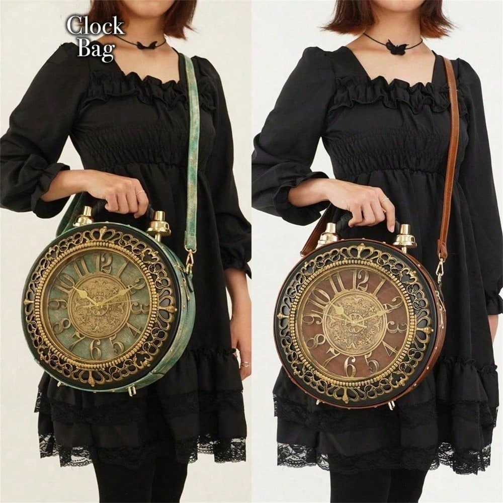 Retro Clock Shaped Crossbody Purse Handbags Women Shoulder Bag Vintage Steampunk Messenger Bags Designer Clock Purse,  Bags For Women, Summer, Tote Bags For Women, Valentine's Day Gifts, Romantic Gift