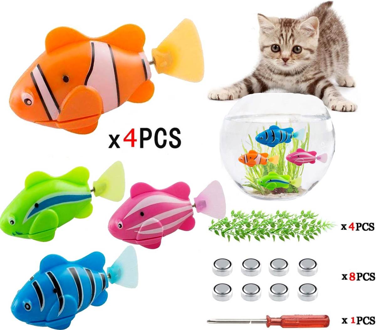 Robot Fish,Electronic Pet Fishes,Robotic Fish For Cats And Dogs, Swimming Fi-sh,Interactive Bath Fi-sh Toy For Pets, Activated Swim Fishes For Aquarium And Pool