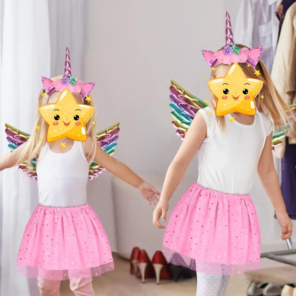 Costume Accessories Set With Headband, Wings, And Dress In Pink And Purple,Costume Accessories For Party And Celebration Decorations, Imaginative Costumes For Special Occasions
