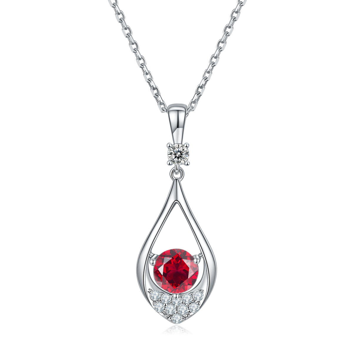 S925 Sterling Silver Teardrop Necklace, 1ct D-VVS1 Moissanite & Lab-Grown Gems, Platinum Plated 2.7g Women's Jewelry With GRA Certificate Gift Box