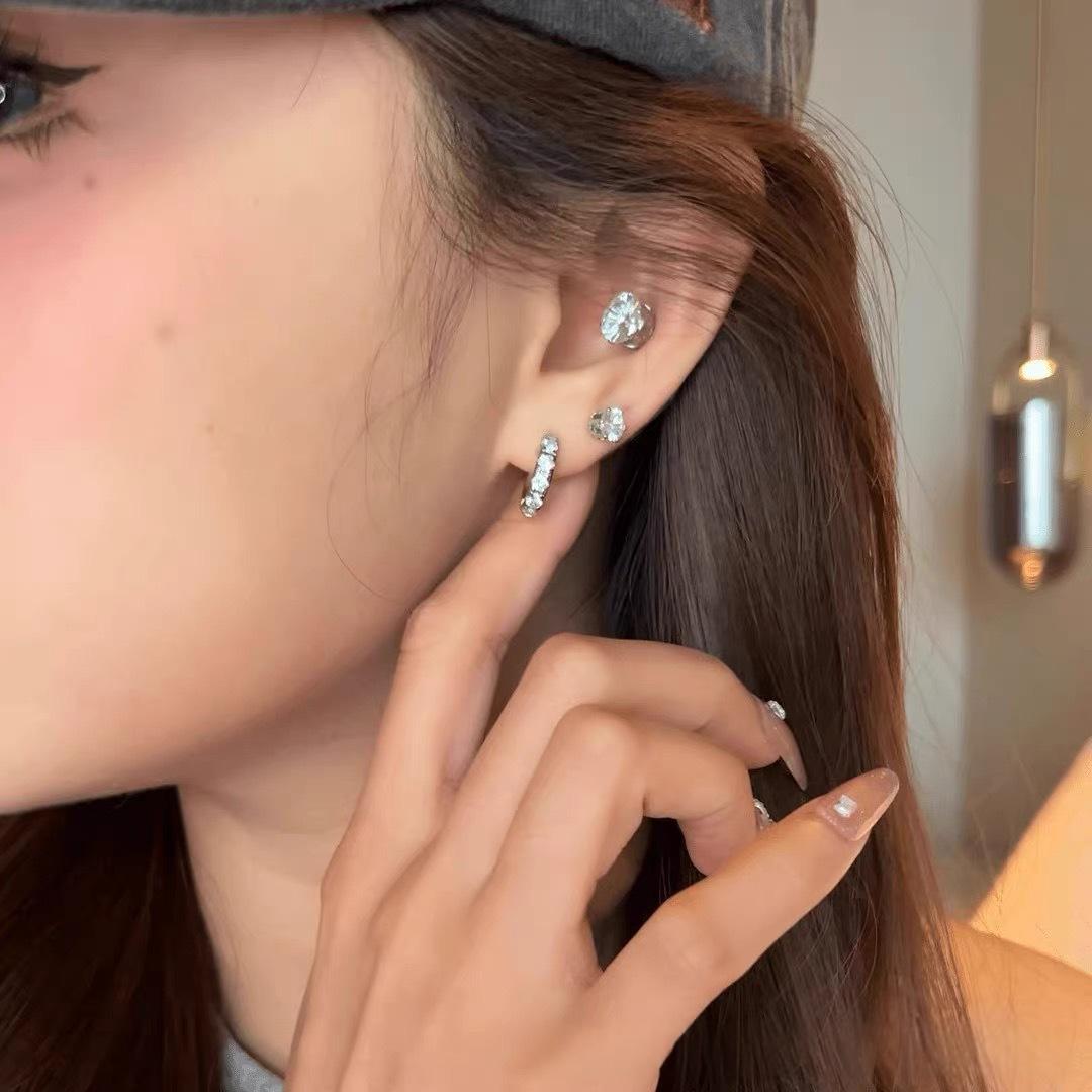 New Womens Stackable Zircon Stud Earrings