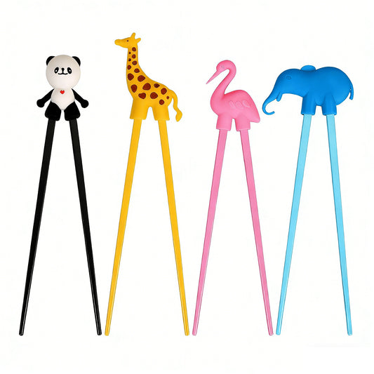 Training Chopstick Set With 4 Different Animal Designs - Colorful Chopsticks For Meals In A Cheerful Design - Print Art - Production Supplies