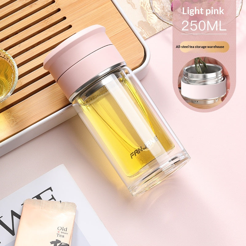 Chinese Character Simplificationcomplication Tea-water Separation Glass Cup Double-layer Teacup Pass