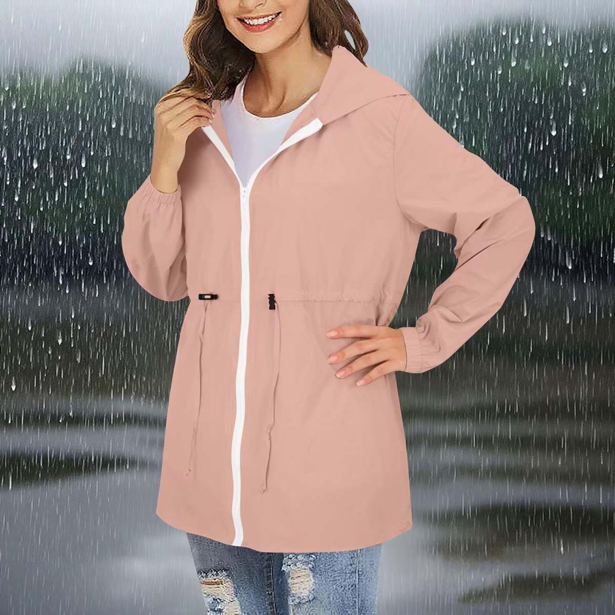 Womens Outdoor Waterproof Jacket Windbreaker
