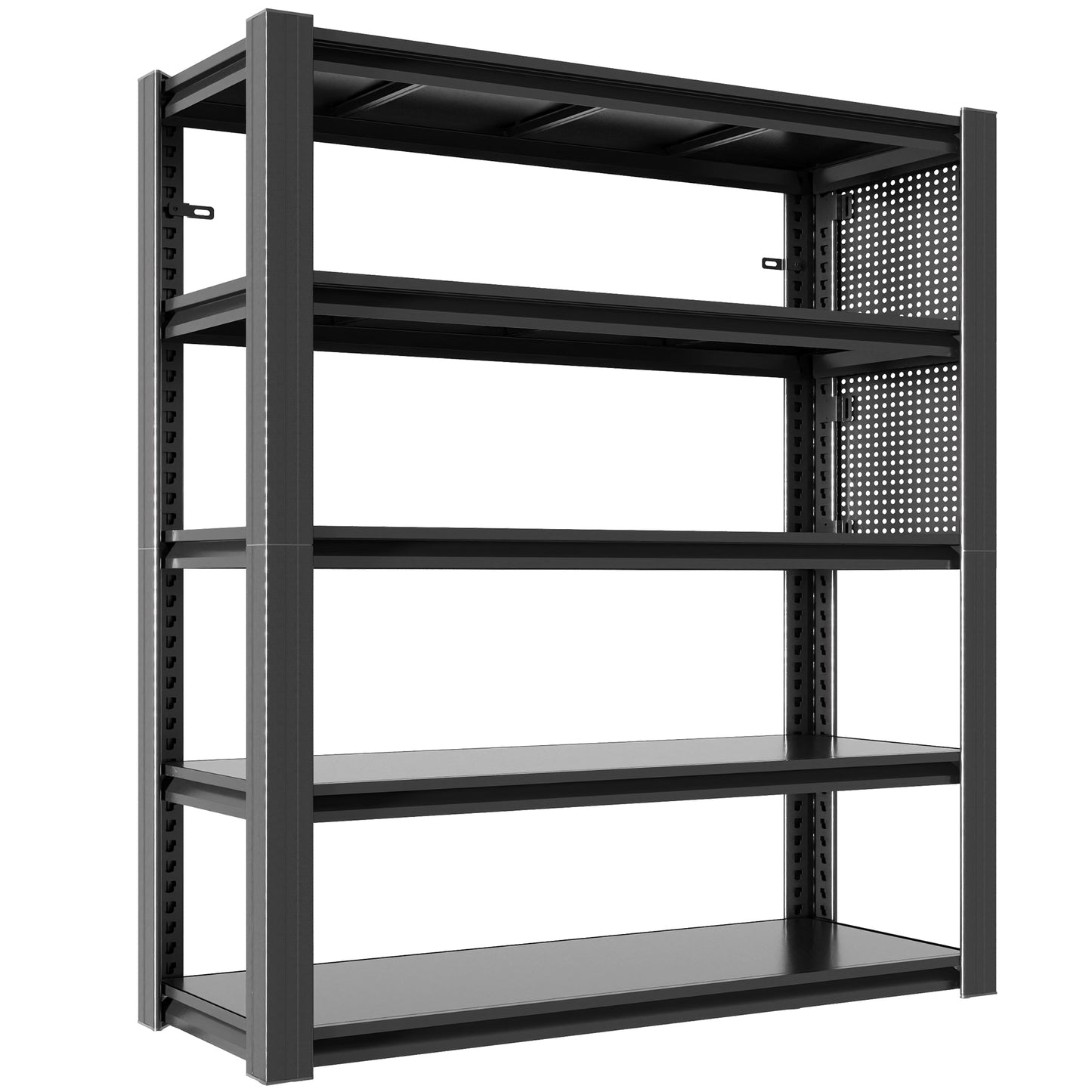72 H 5-Tier Adjustable Heavy-Duty Shelving With Pegboard, Industrial Storage Rack For Garage, Warehouse, Office, Kitchen - 23.6 D X 47.2 W X 72 H