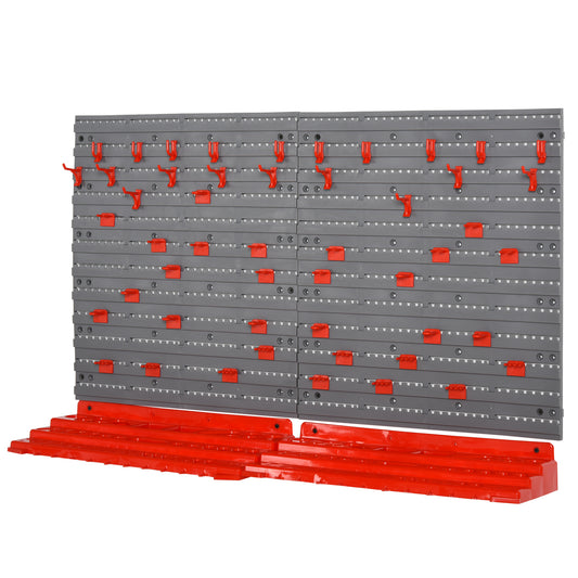 DURHAND 54 Pcs On-Wall Tool Equipment Holding Pegboard Home DIY Garage Organiser DIY W/ 50 Pegs 2 Shelves