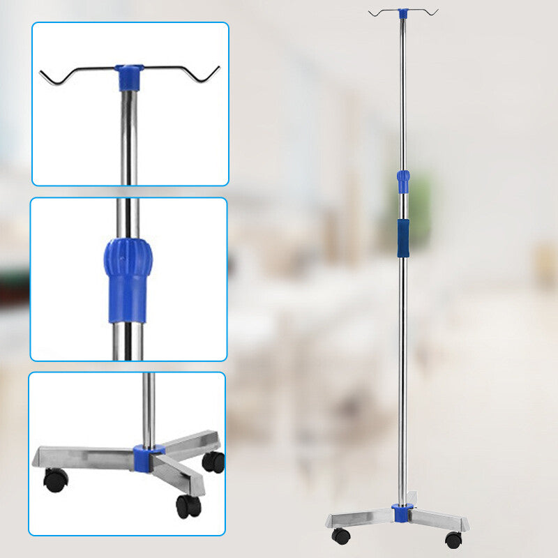Adjustable IV Pole Stainless Steel IV Drip Stand With Wheels For Home Clinic Z