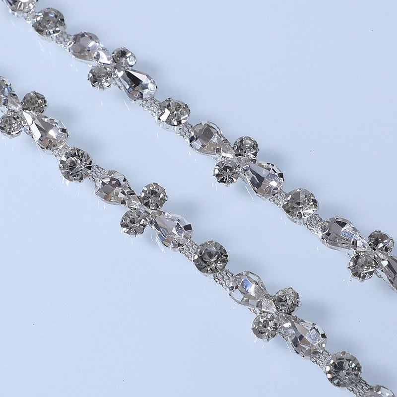 Chain Accessories Rhinestone Chain DIY Jewelry Soldered Chain Floral Design