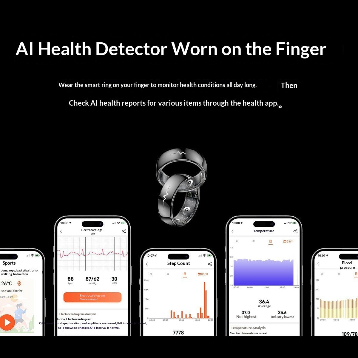 Q520 Smart Health Ring Sleep Monitoring Heart Rate And Blood Oxygen Levels During Sleep