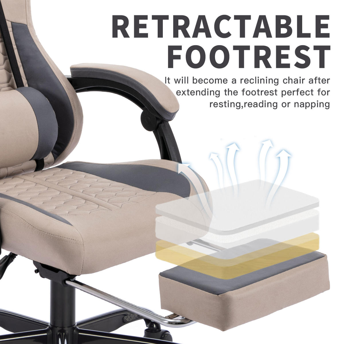 Gaming Chair With Massage,Ergonomic PC Gaming Chair With Footrest Comfortable Headrest And Lumbar Support,High Back PVC Leather,300LBS Grey